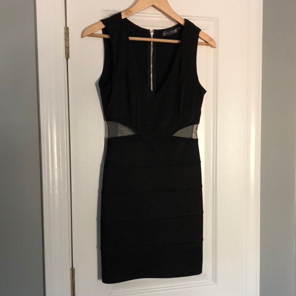 Little Black Dress with Mesh inserts on the waist